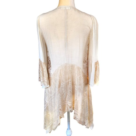 altar'd state Lace Asymmetrical Cream Beige Blouse Layering Cottagecore - Picture 3 of 14